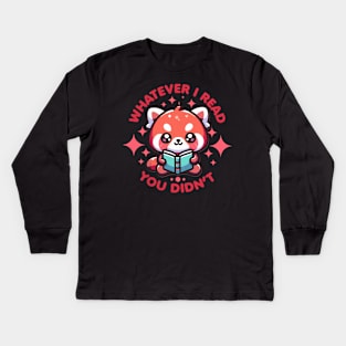 Kawaii Red Panda Reading Kids Long Sleeve T-Shirt